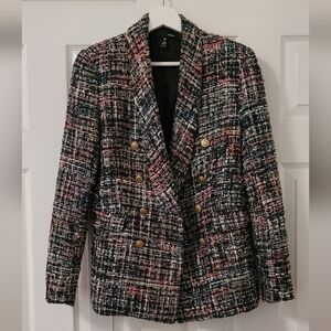 AQUA Tweed Double-Breasted Blazer